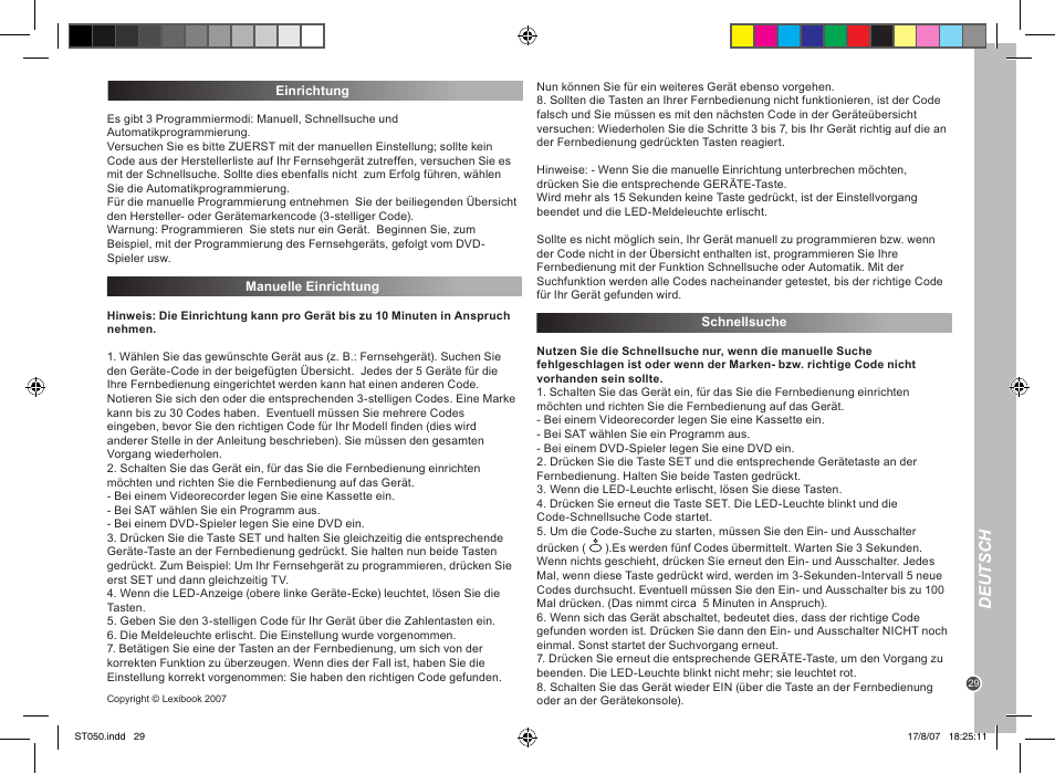 Deutsch | Lexibook ST050 User Manual | Page 29 / 51