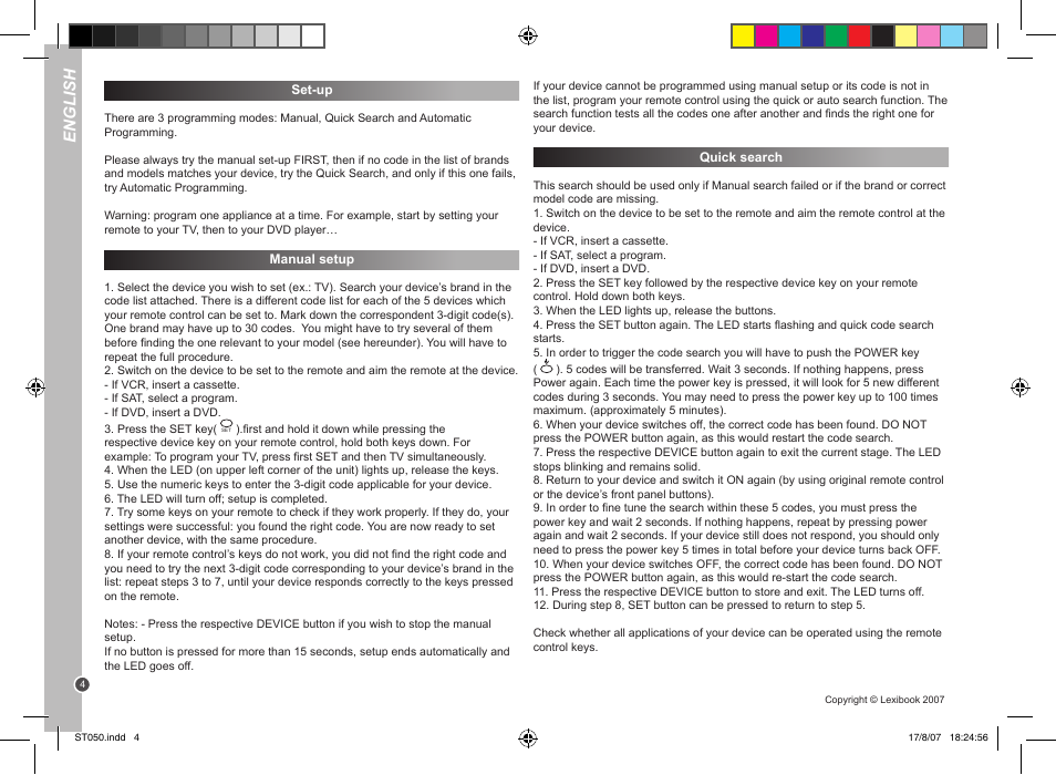 English | Lexibook ST050 User Manual | Page 4 / 51