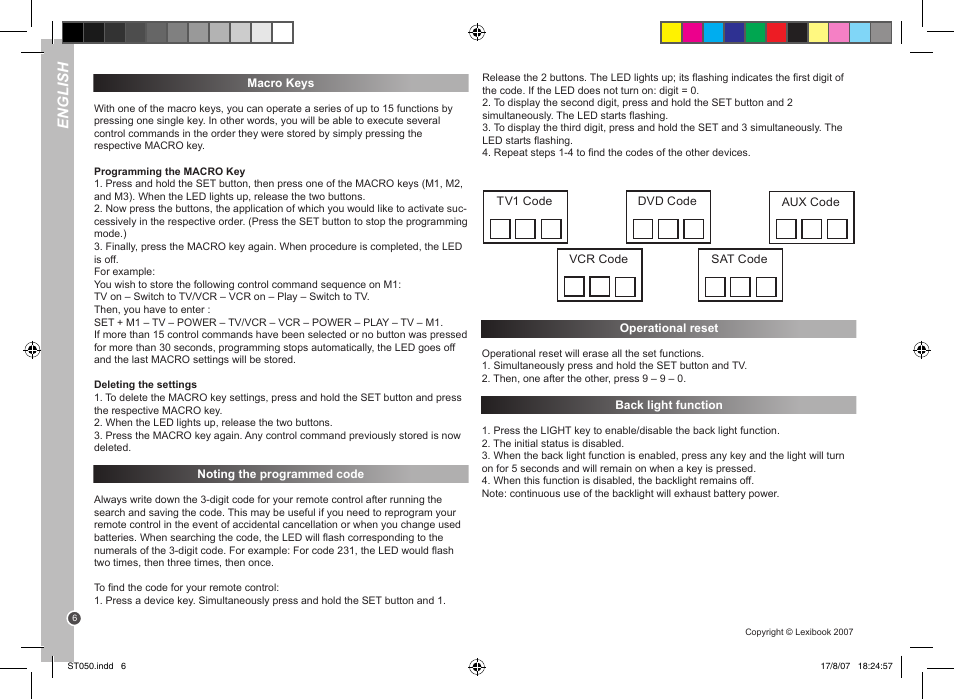 English | Lexibook ST050 User Manual | Page 6 / 51
