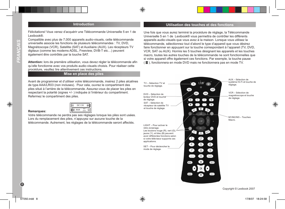 Français | Lexibook ST050 User Manual | Page 8 / 51