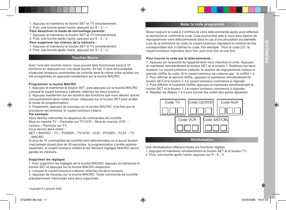 Français | Lexibook ST5Z User Manual | Page 11 / 51