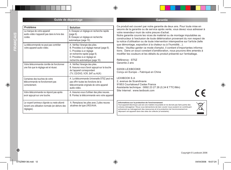 Français | Lexibook ST5Z User Manual | Page 12 / 51