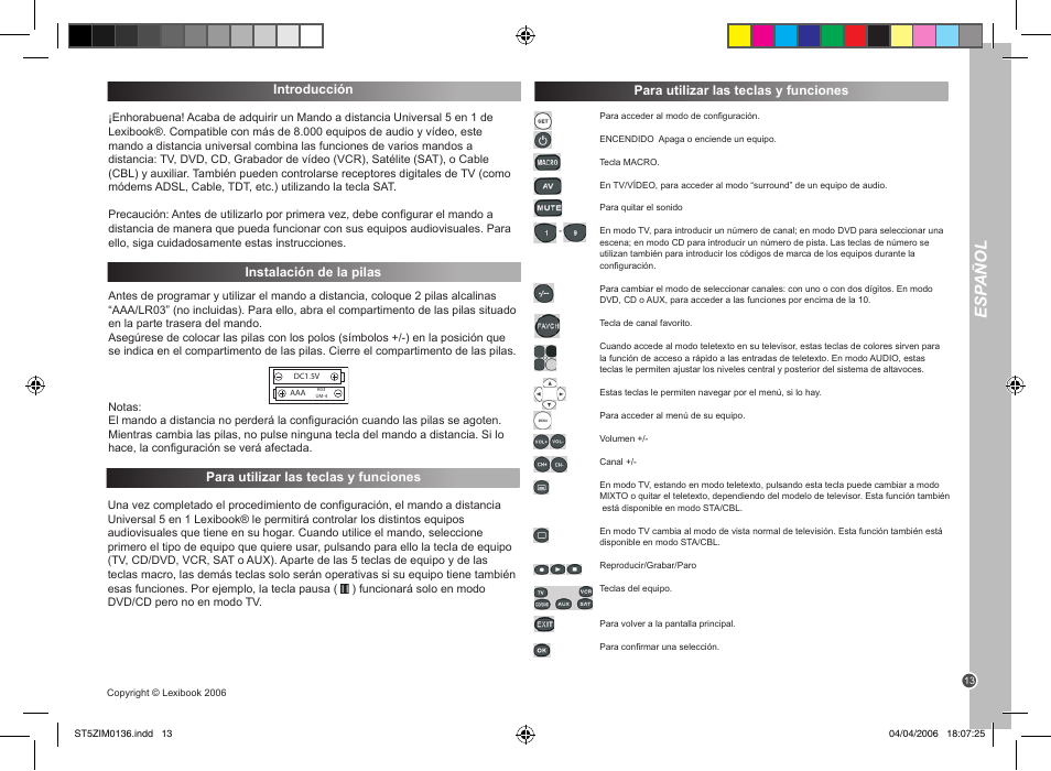 Esp añol | Lexibook ST5Z User Manual | Page 13 / 51