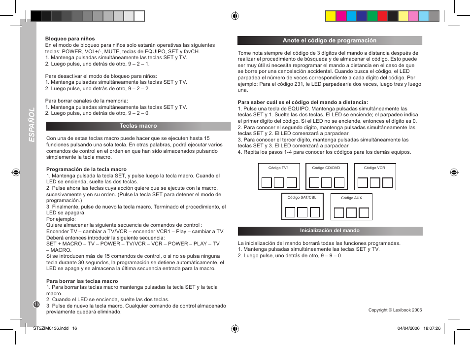 Esp añol | Lexibook ST5Z User Manual | Page 16 / 51