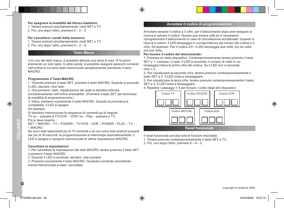 It aliano | Lexibook ST5Z User Manual | Page 26 / 51