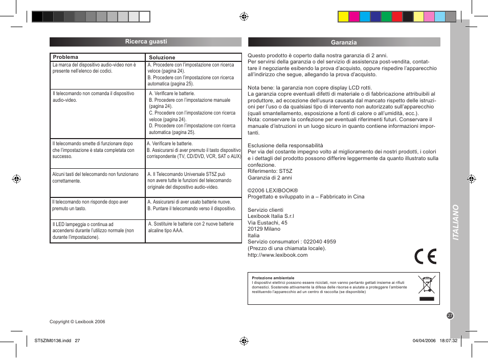 It aliano | Lexibook ST5Z User Manual | Page 27 / 51