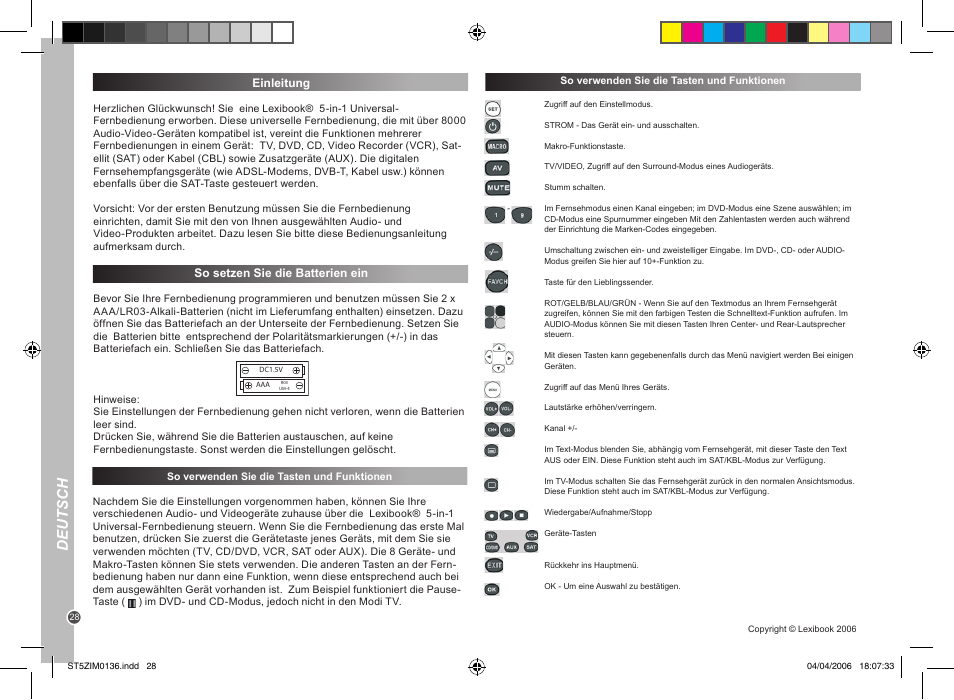 Deutsch | Lexibook ST5Z User Manual | Page 28 / 51