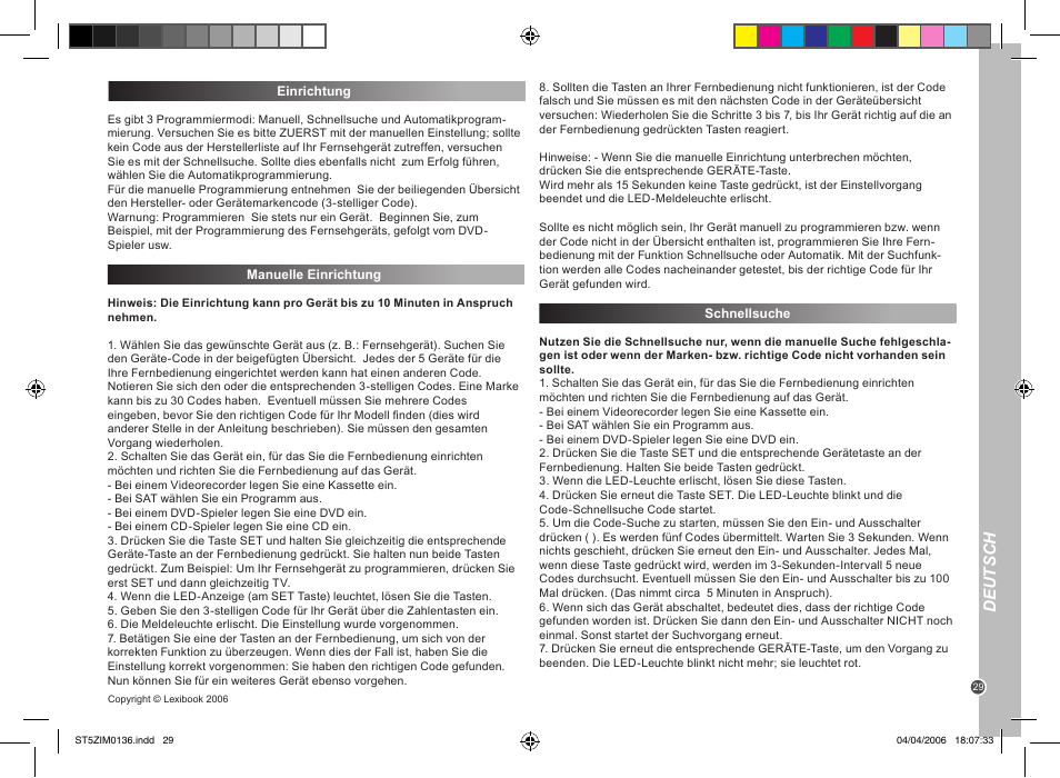 Deutsch | Lexibook ST5Z User Manual | Page 29 / 51