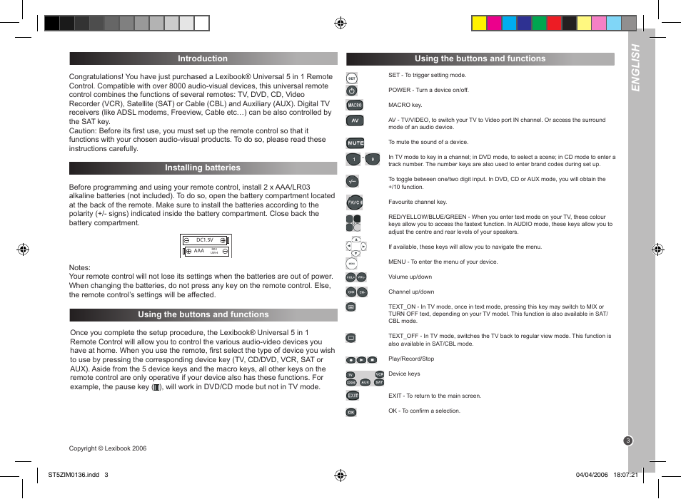 English | Lexibook ST5Z User Manual | Page 3 / 51
