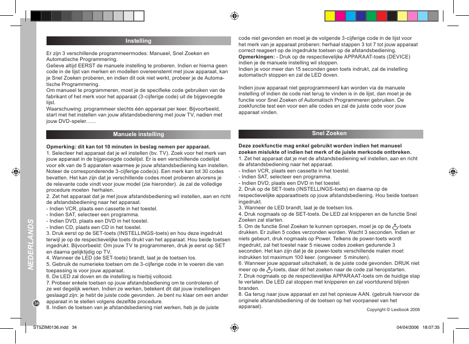 Nederlands | Lexibook ST5Z User Manual | Page 34 / 51