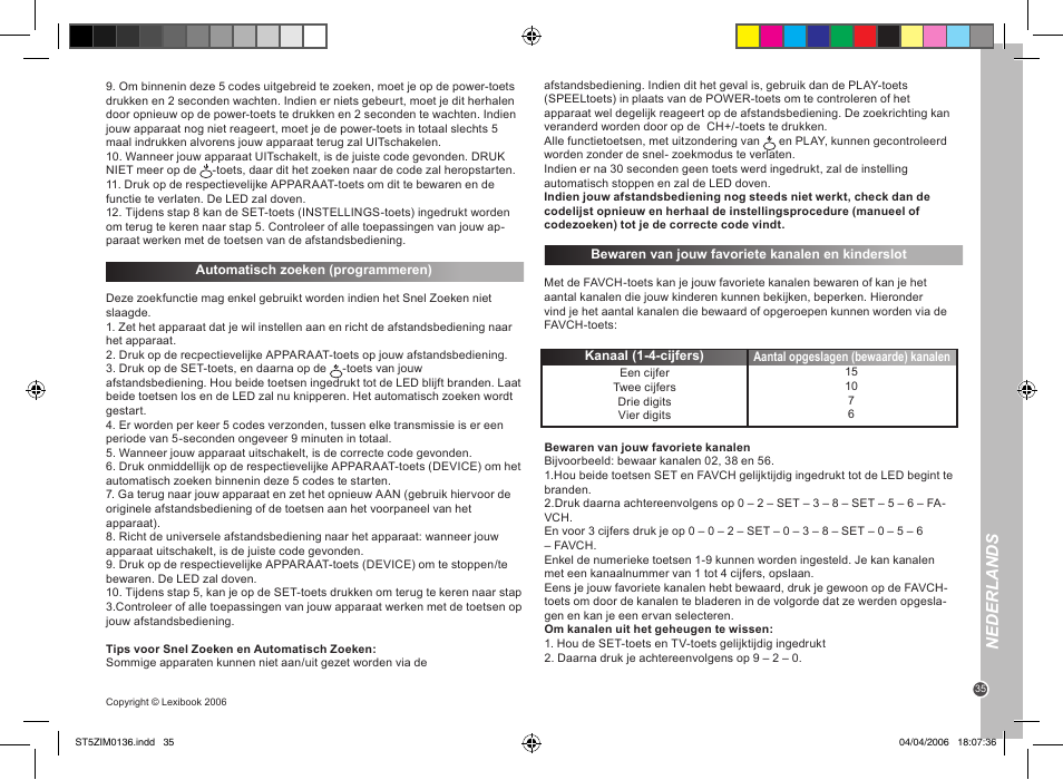 Nederlands | Lexibook ST5Z User Manual | Page 35 / 51