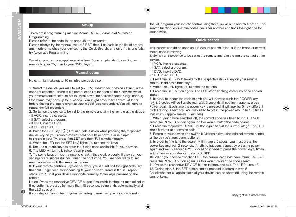 English | Lexibook ST5Z User Manual | Page 4 / 51