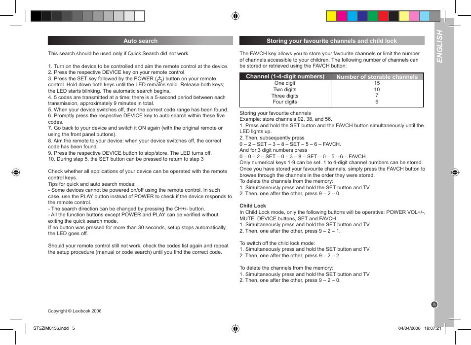 English | Lexibook ST5Z User Manual | Page 5 / 51