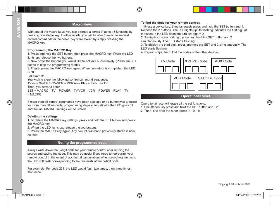 English | Lexibook ST5Z User Manual | Page 6 / 51