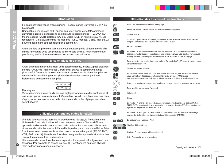 Français | Lexibook ST5Z User Manual | Page 8 / 51