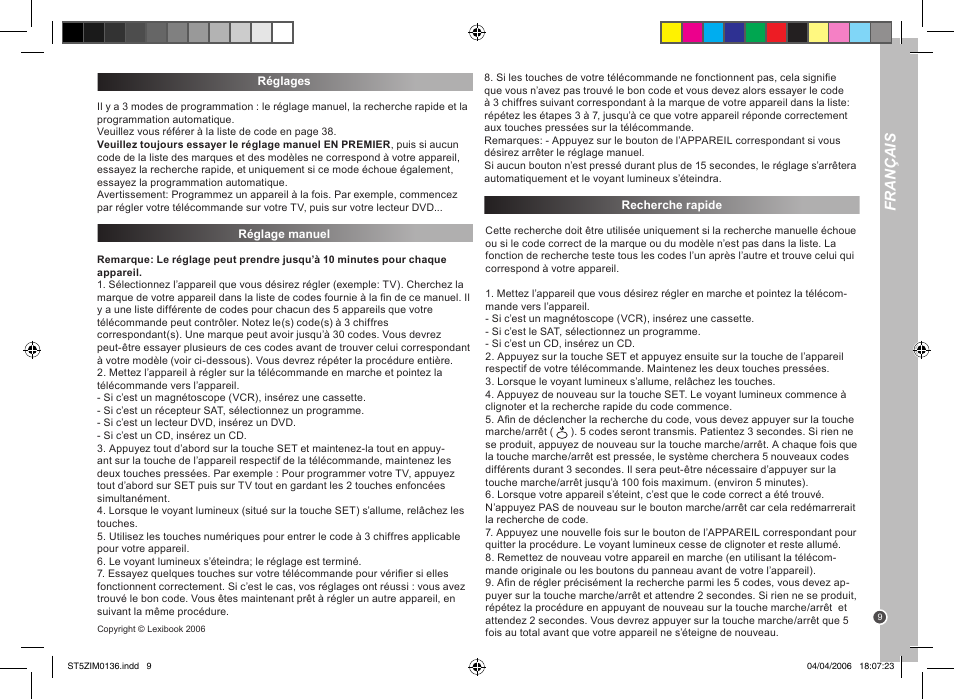 Français | Lexibook ST5Z User Manual | Page 9 / 51