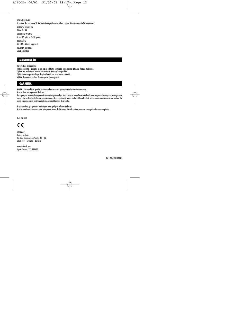 Lexibook RCFOOT User Manual | Page 12 / 18
