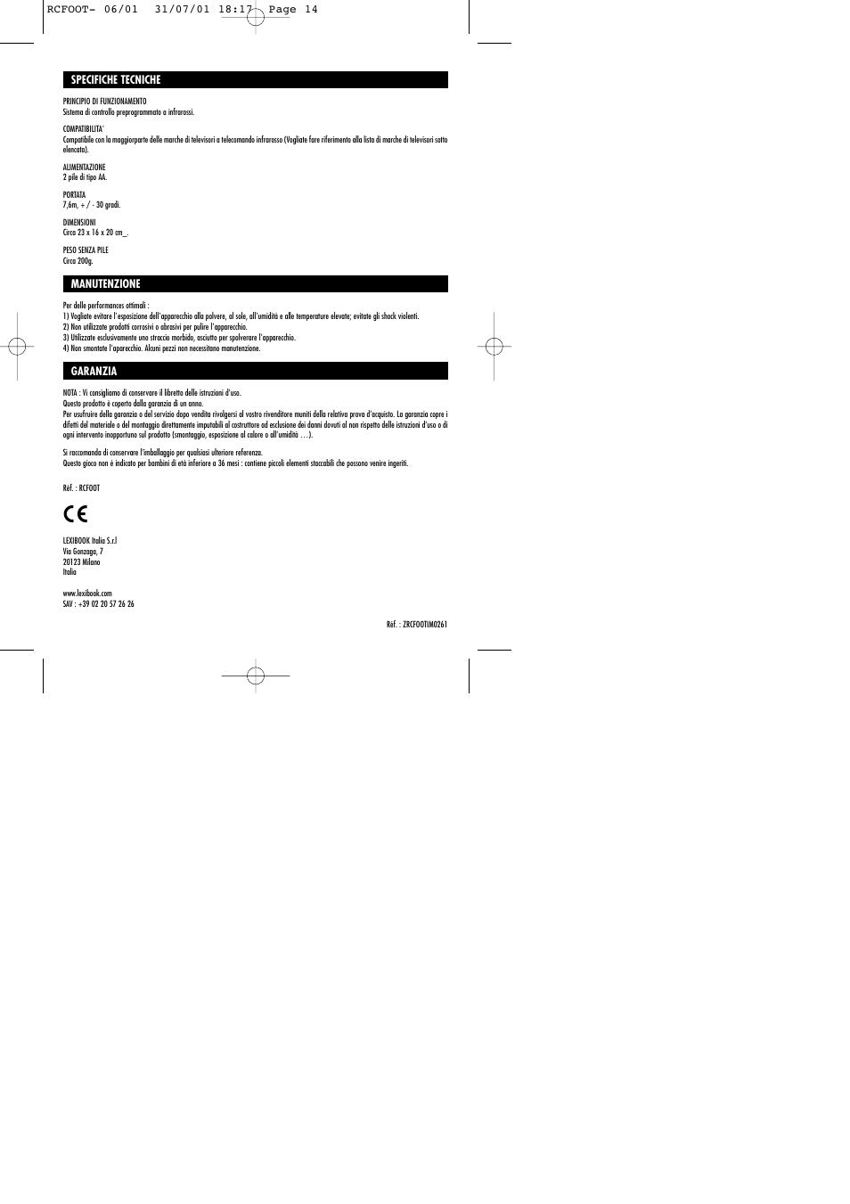 Lexibook RCFOOT User Manual | Page 14 / 18