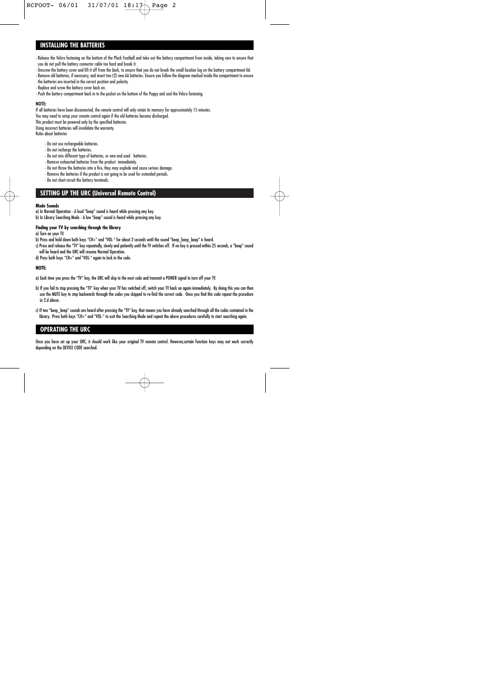 Lexibook RCFOOT User Manual | Page 2 / 18
