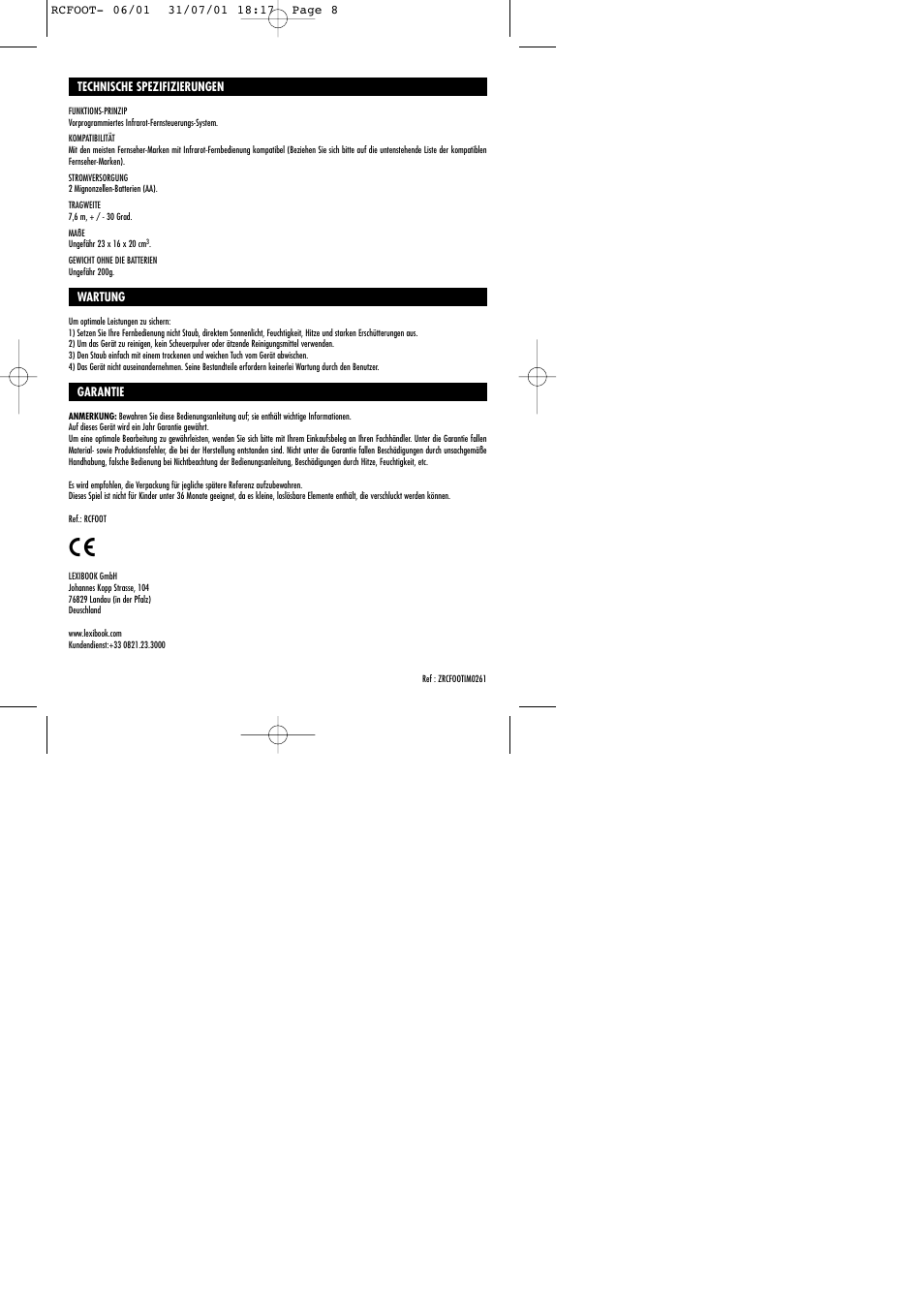Lexibook RCFOOT User Manual | Page 8 / 18