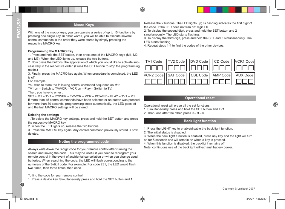 English | Lexibook ST100 User Manual | Page 6 / 51