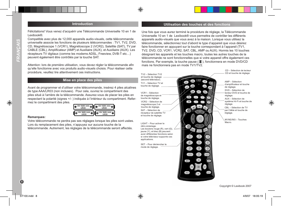 Français | Lexibook ST100 User Manual | Page 8 / 51