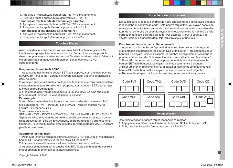 Français | Lexibook TSR50 User Manual | Page 11 / 51