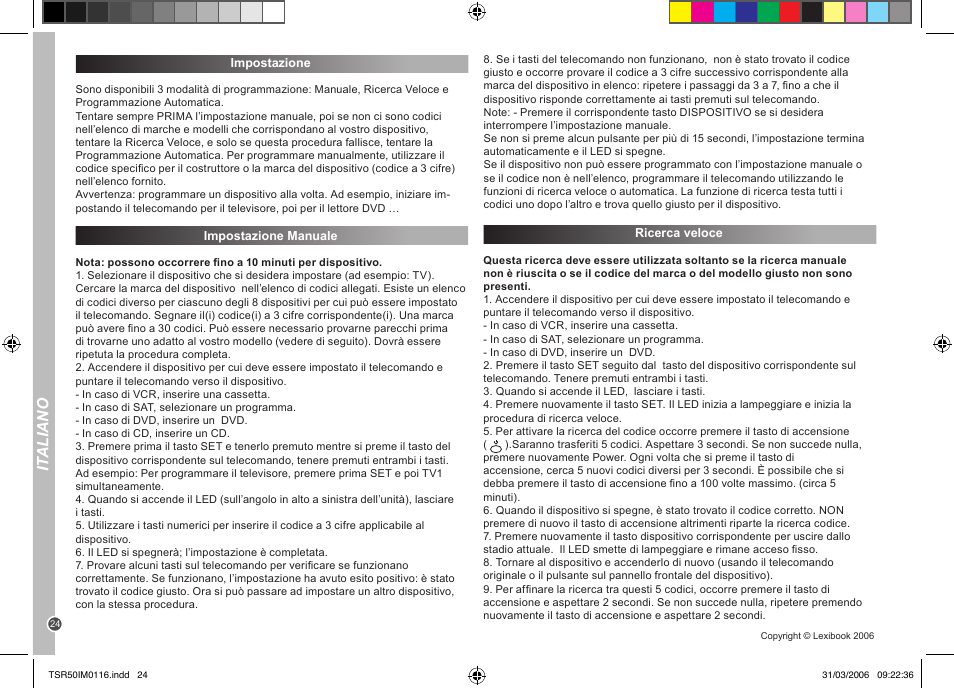 It aliano | Lexibook TSR50 User Manual | Page 24 / 51