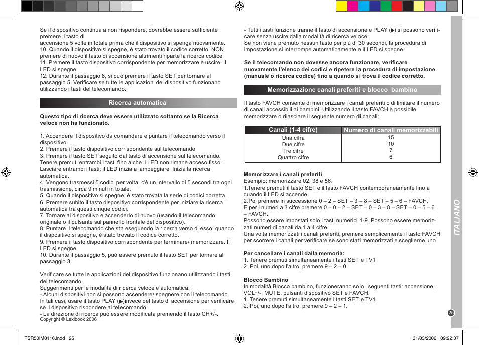 It aliano | Lexibook TSR50 User Manual | Page 25 / 51