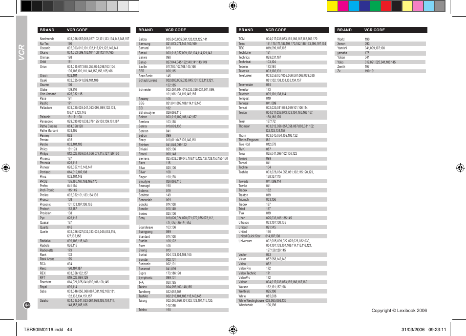 Lexibook TSR50 User Manual | Page 44 / 51