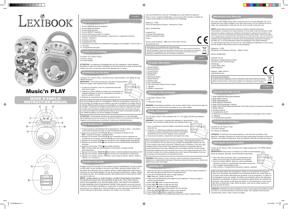 Lexibook IT006 User Manual | 3 pages