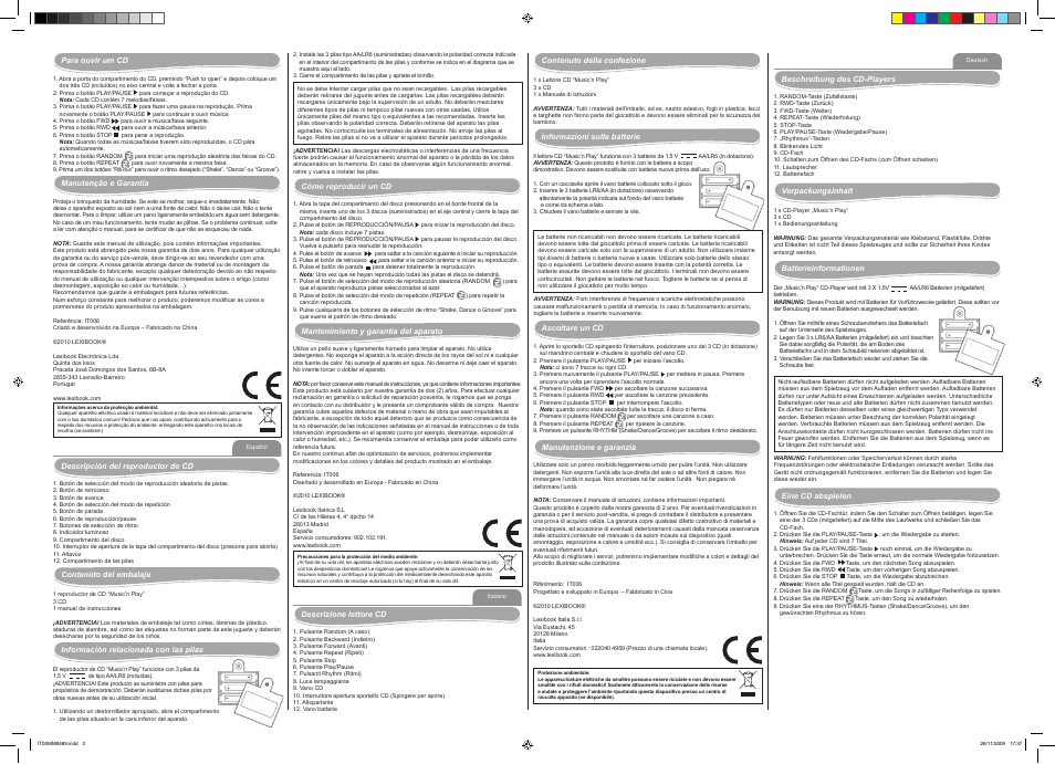 Lexibook IT006 User Manual | Page 2 / 3
