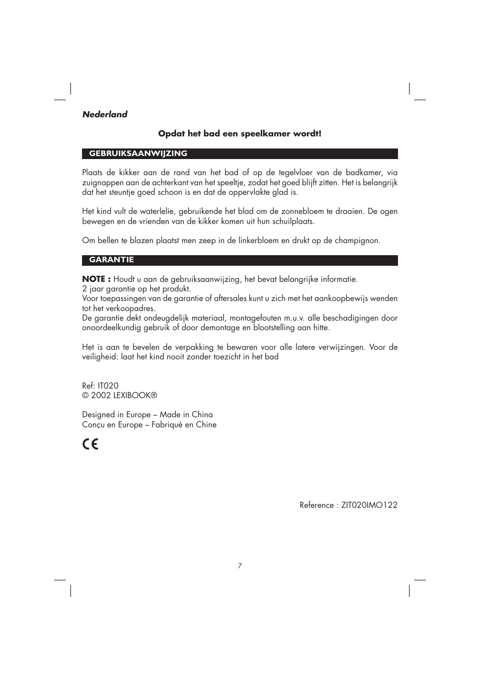 Lexibook IT020 User Manual | Page 7 / 8