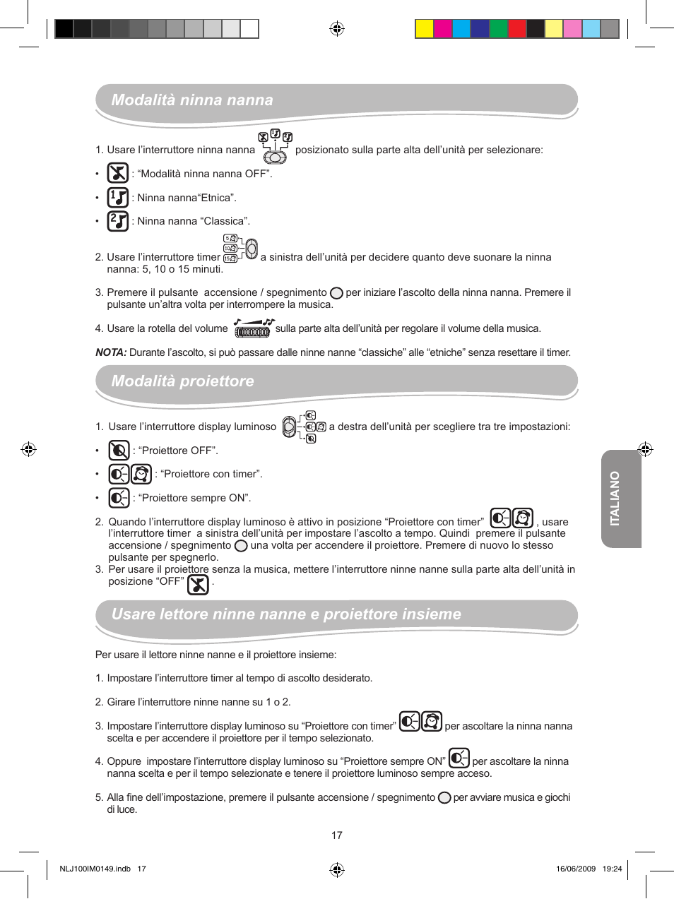 Modalità proiettore | Lexibook NLJ100 User Manual | Page 17 / 30