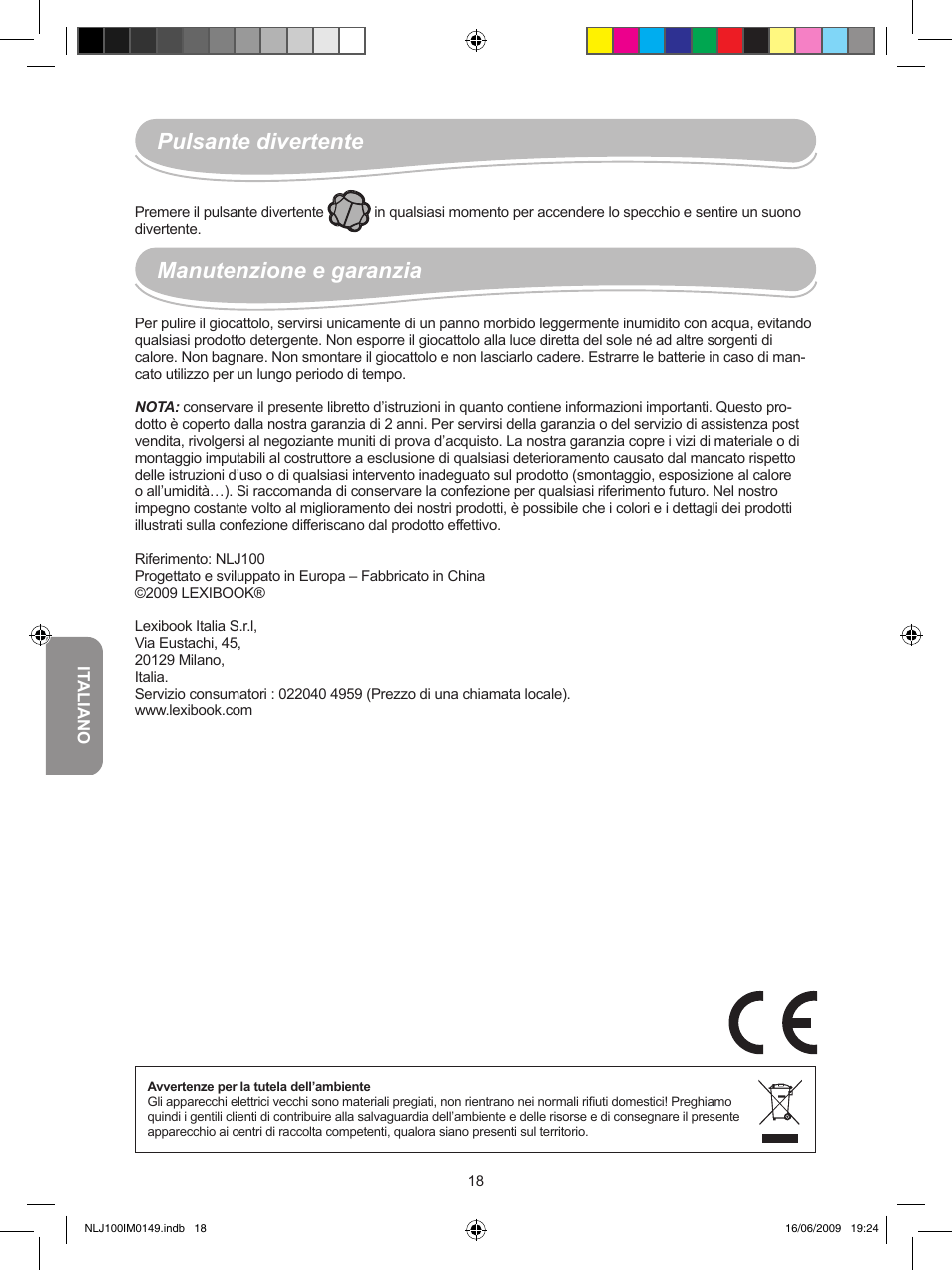 Manutenzione e garanzia, Pulsante divertente | Lexibook NLJ100 User Manual | Page 18 / 30