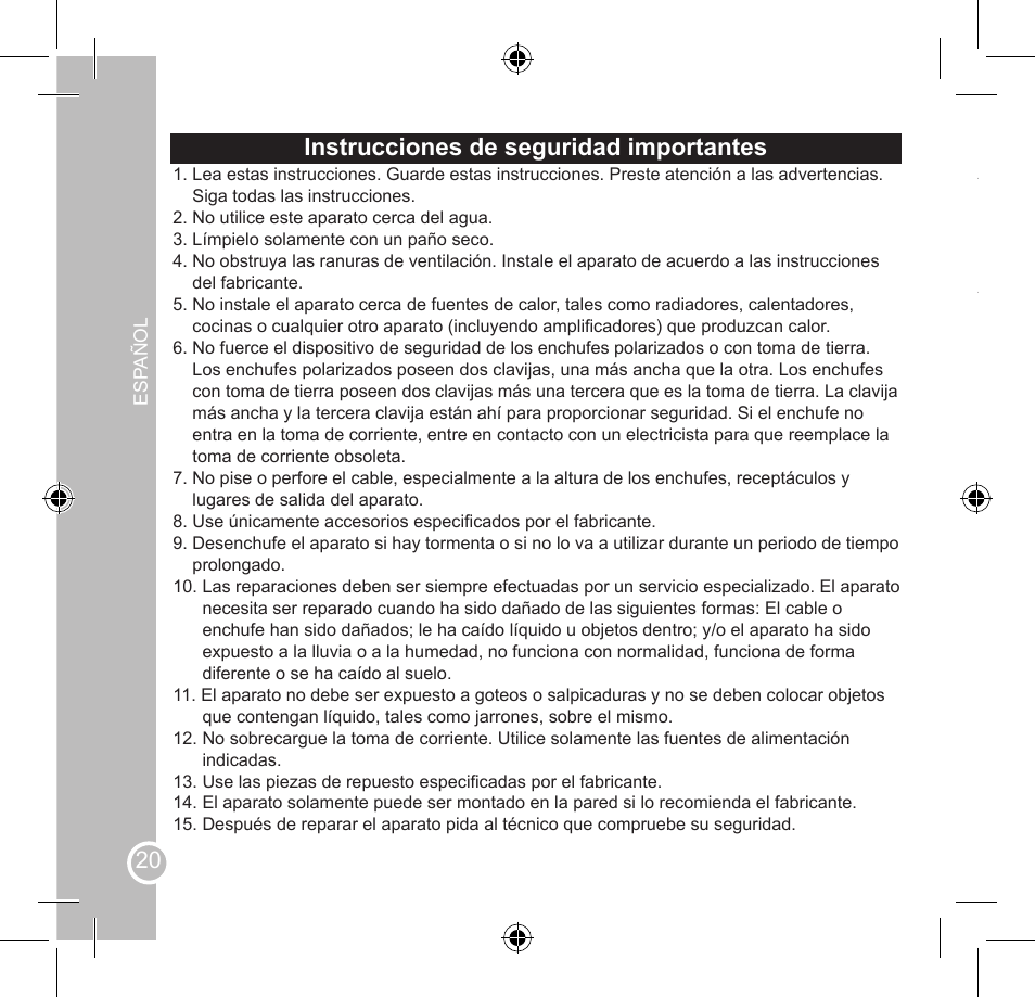 Instrucciones de seguridad importantes, Desembalaje, Fuentes de alimentación | Lexibook SMBABY1 User Manual | Page 20 / 60