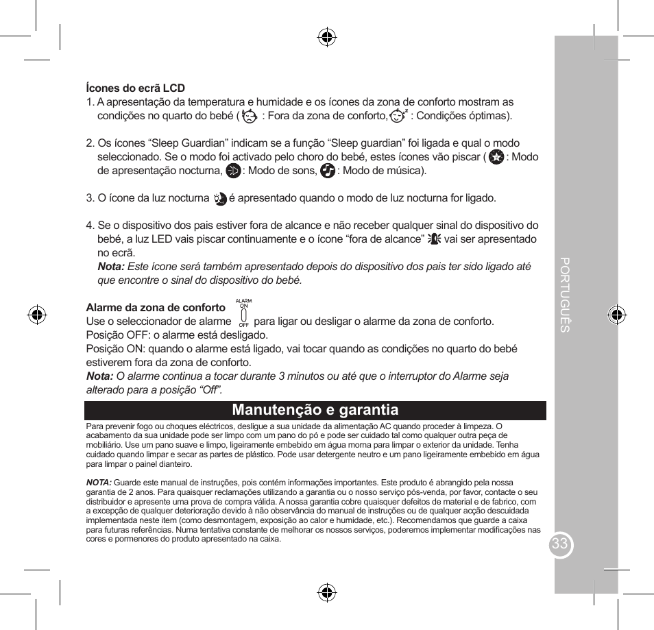 Usar o dispositivo dos pais manutenção e garantia | Lexibook SMBABY1 User Manual | Page 33 / 60