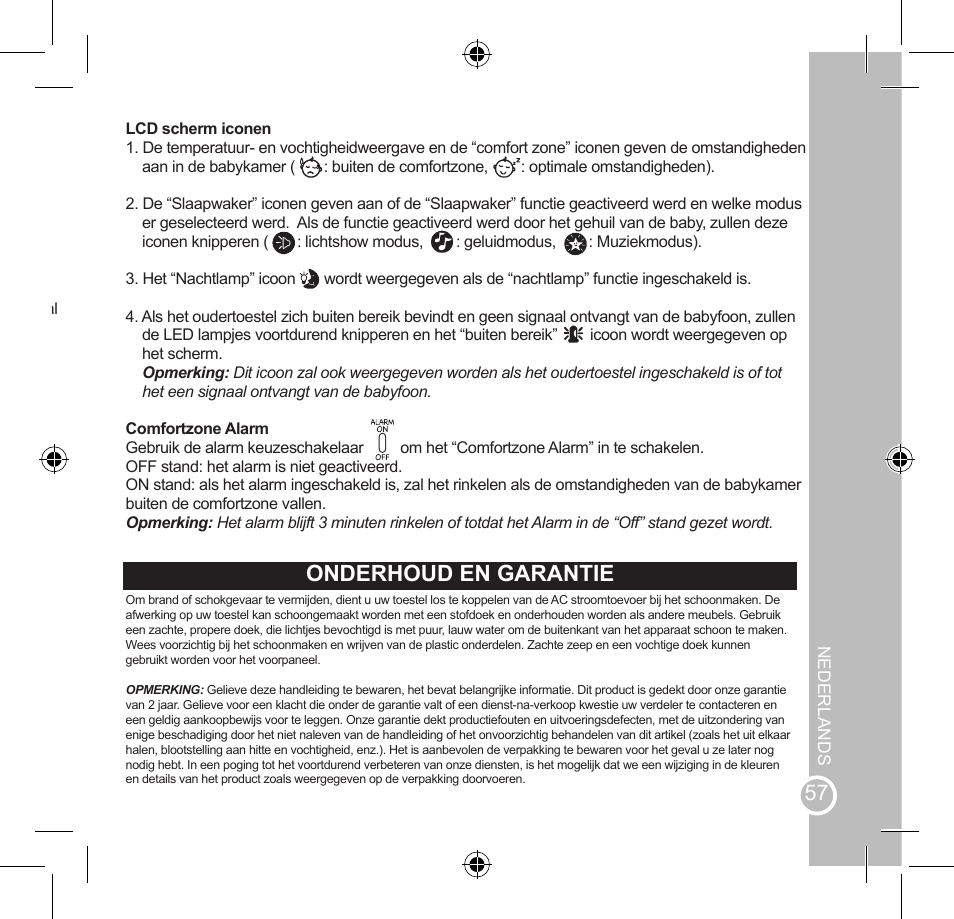 De oudertoestel gebruiken, Onderhoud en garantie | Lexibook SMBABY1 User Manual | Page 57 / 60