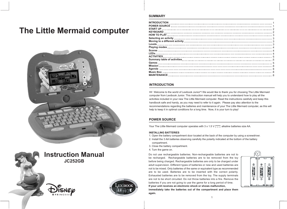 Lexibook JC252GB User Manual | 5 pages