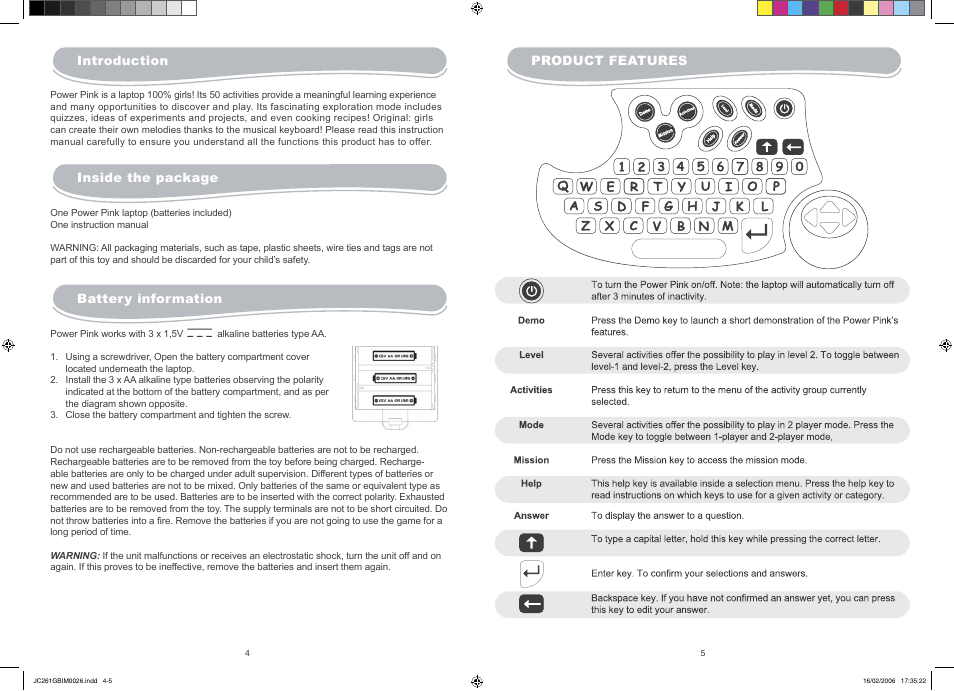 Lexibook JC261GB User Manual | Page 3 / 9