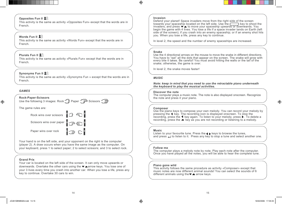 Lexibook JC261GB User Manual | Page 8 / 9