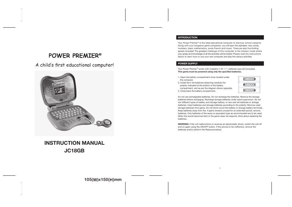 Lexibook JC18GB User Manual | 6 pages