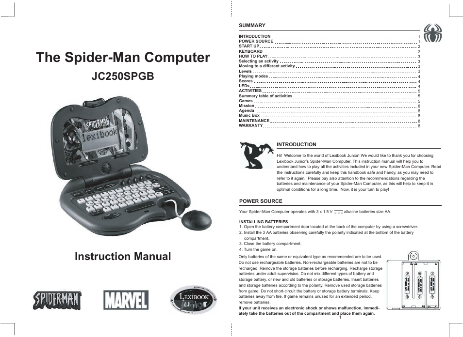 Lexibook JC250SPGB User Manual | 5 pages