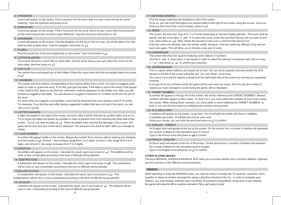 6_7.pdf | Lexibook JC250SPGB User Manual | Page 4 / 5