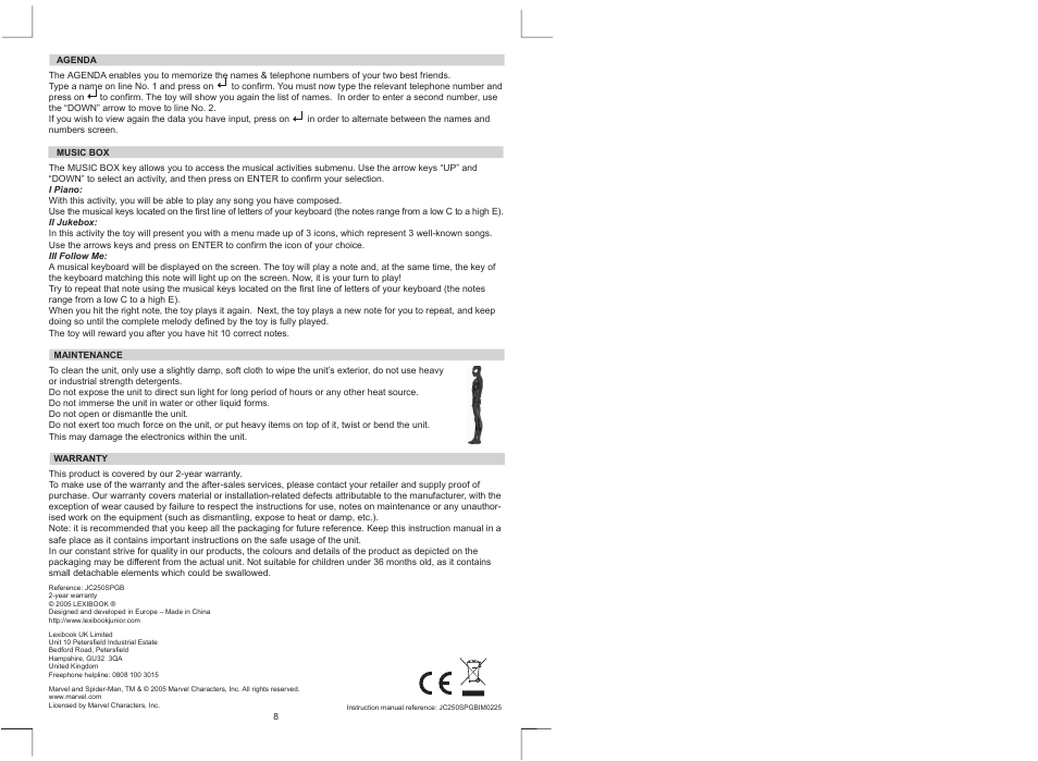 Lexibook JC250SPGB User Manual | Page 5 / 5