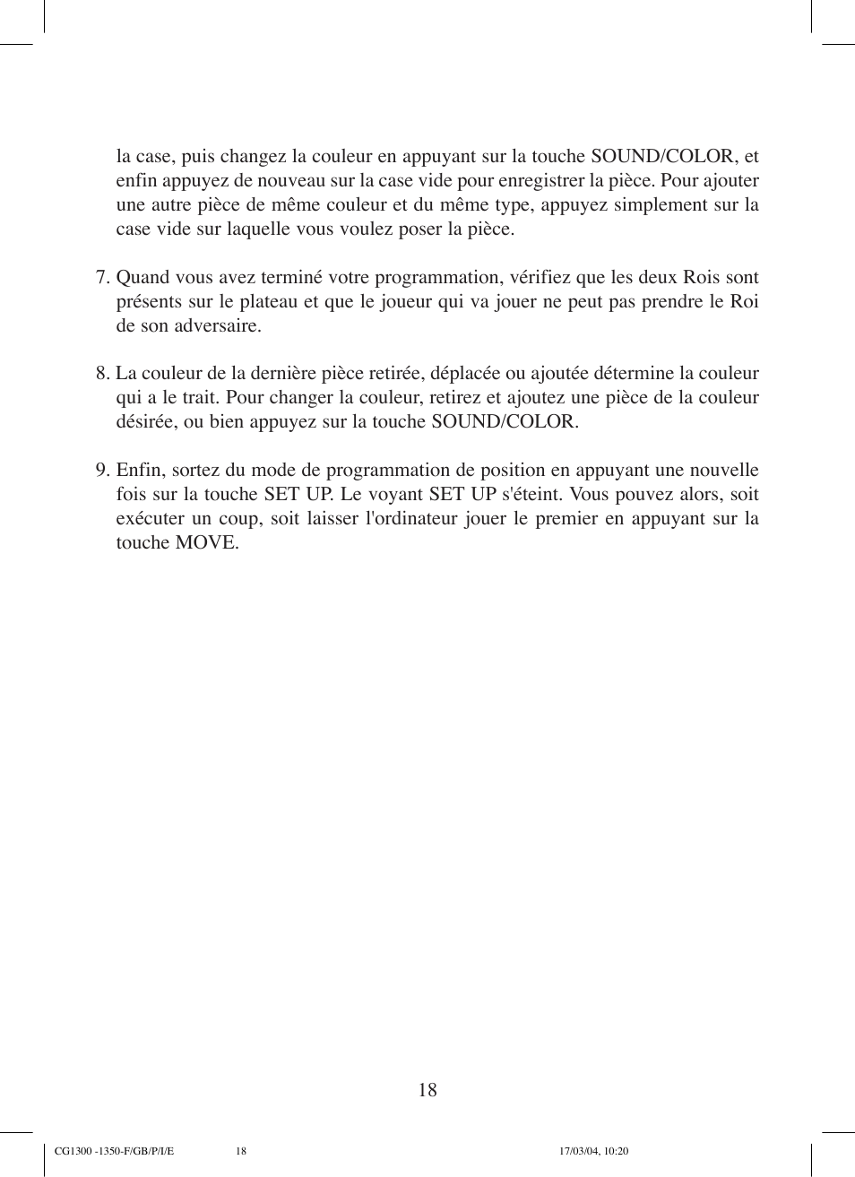 Lexibook CG1300 User Manual | Page 18 / 132