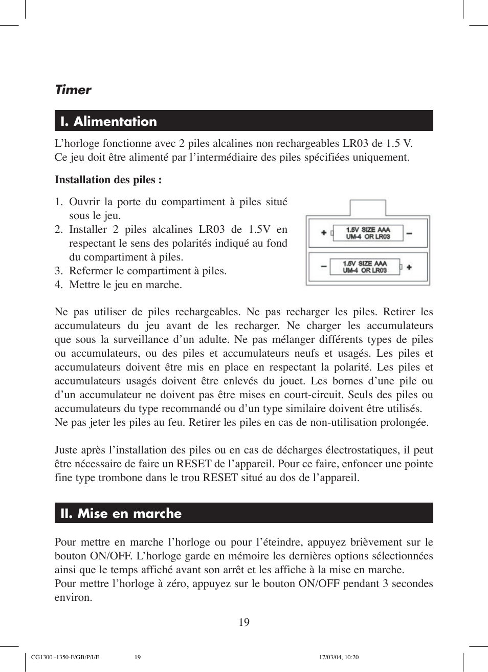 Lexibook CG1300 User Manual | Page 19 / 132