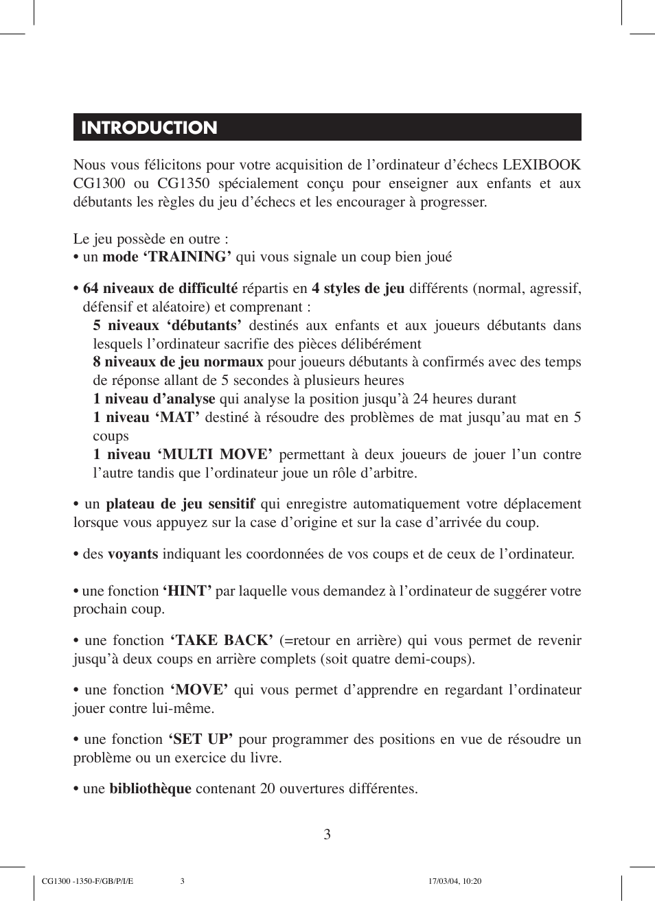 Lexibook CG1300 User Manual | Page 3 / 132