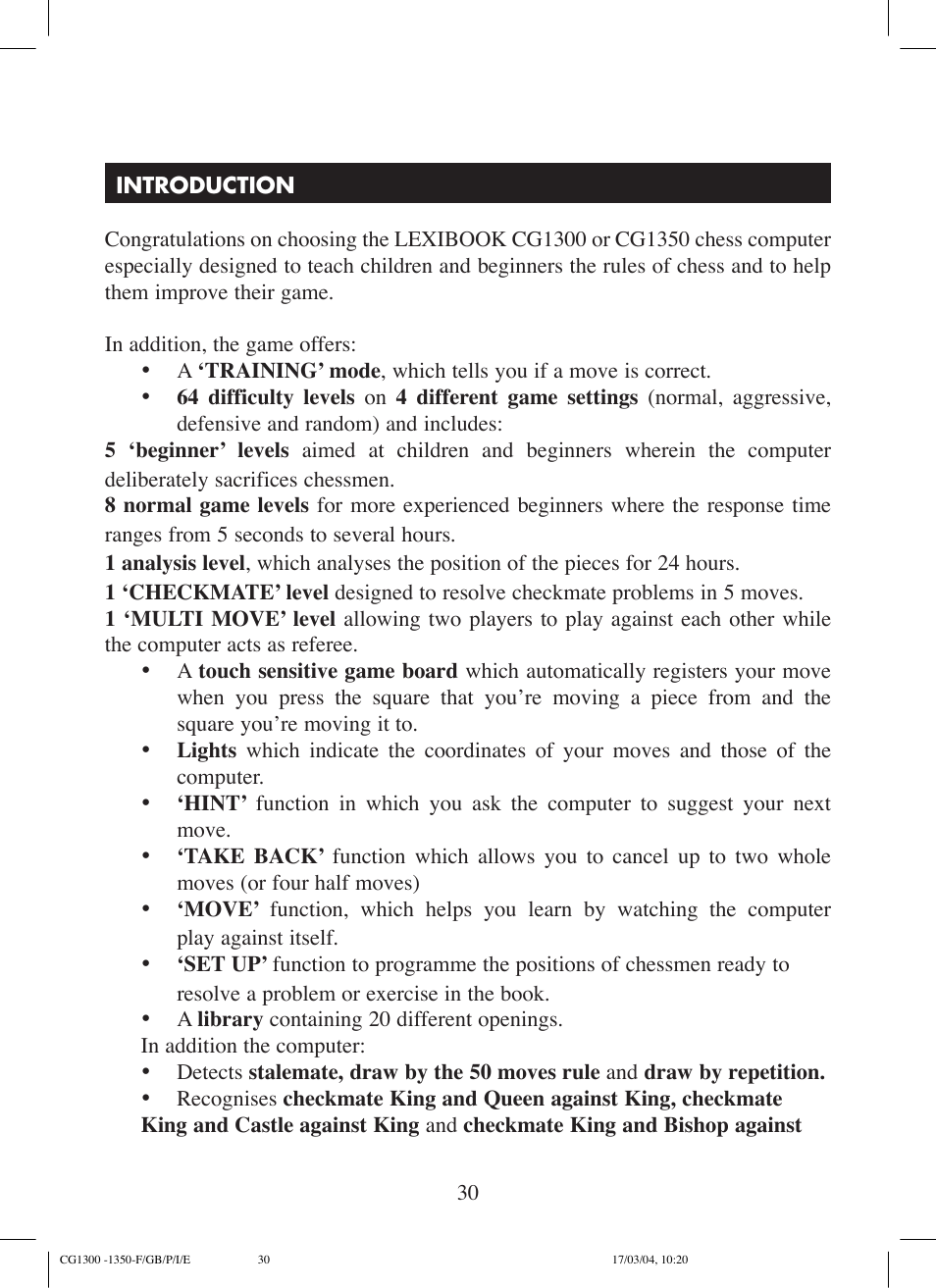 Lexibook CG1300 User Manual | Page 30 / 132
