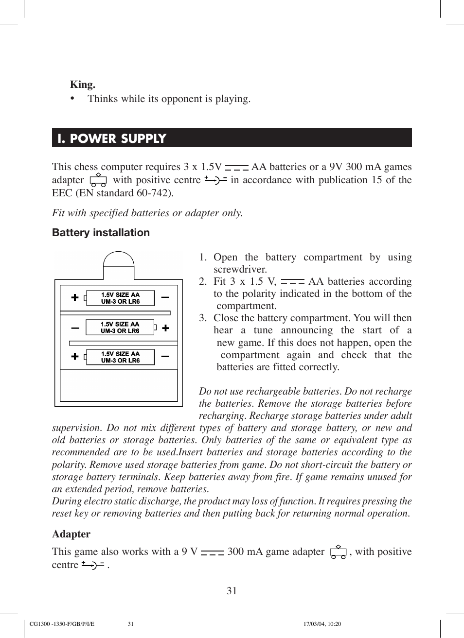 Lexibook CG1300 User Manual | Page 31 / 132
